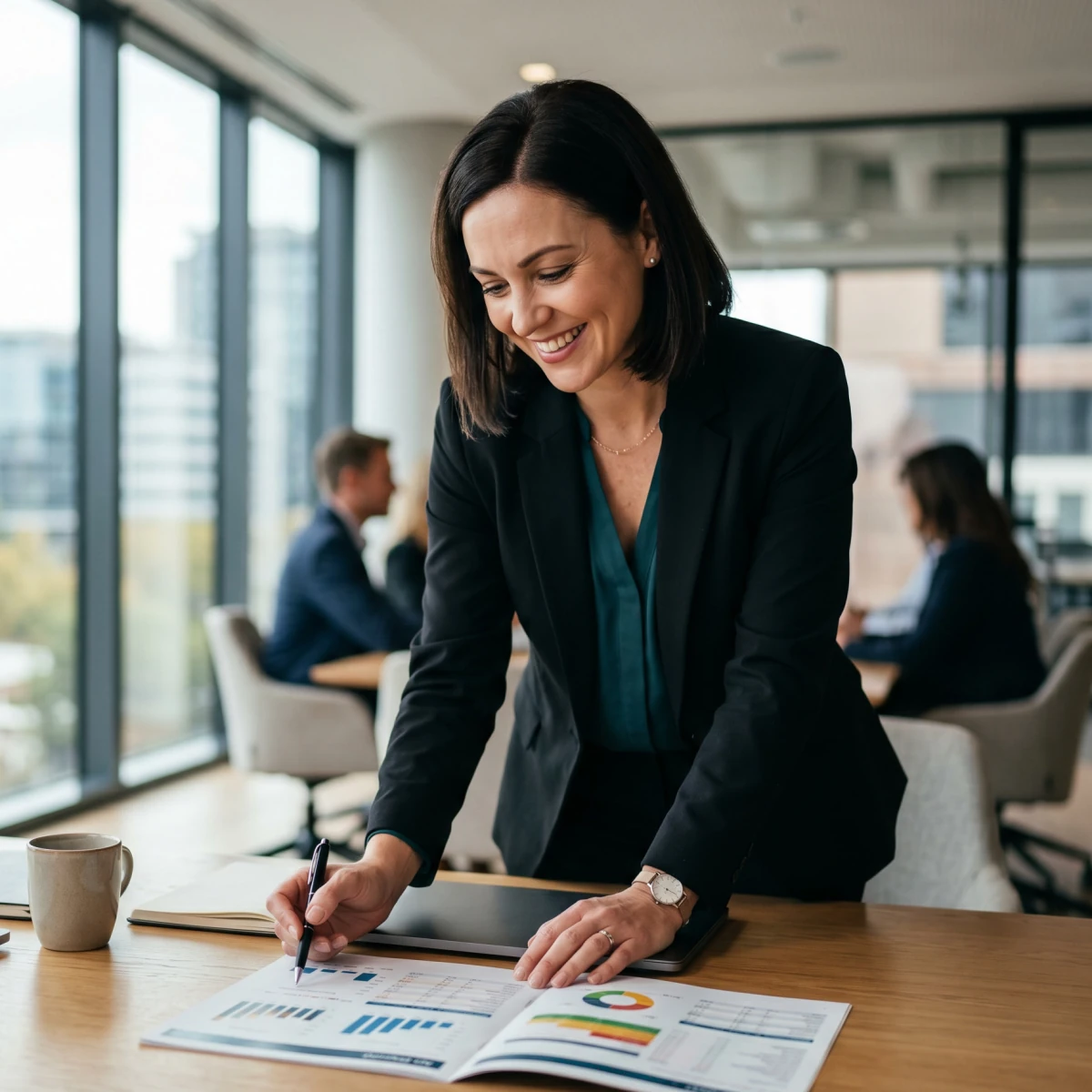 Manager reviewing KPIs and performance metrics