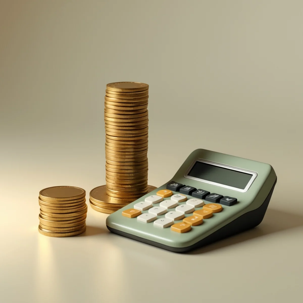 A stack of coins next to a calculator representing employee leasing pricing models