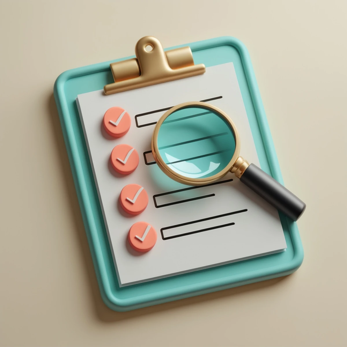 A clay clipboard representing a vetting checklist