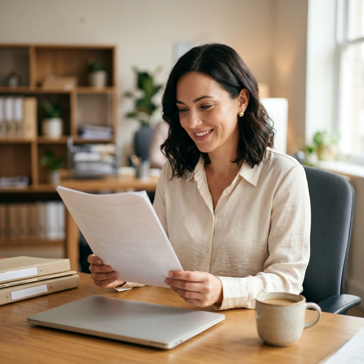 An HR manager looking over incident paperwork, representing the definition of workers' compensation